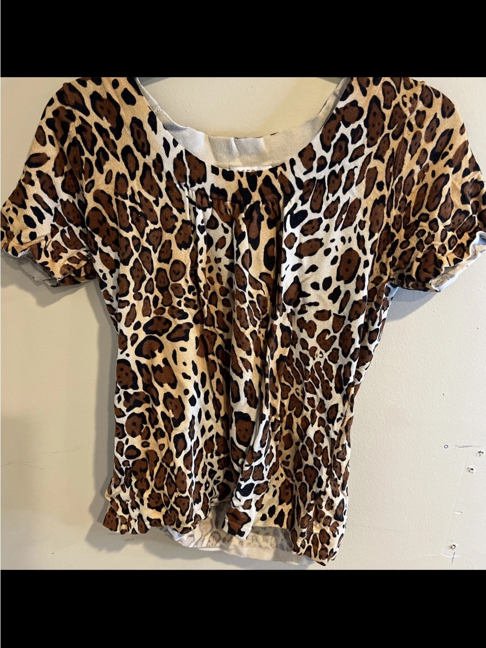 Joseph A Leopard Print Short Sleeve Top - Brown/Tan